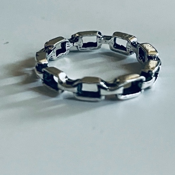 New Sterling Silver Unisex Box Chain Link Bohemian Handmade Band Ring - Picture 6 of 6